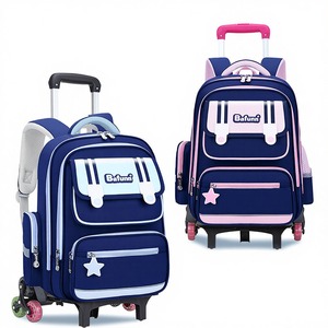 26 Nouveaux Sacs <span class=keywords><strong>à</strong></span> Dos <span class=keywords><strong>à</strong></span> Roulettes en Tissu Oxford avec Motif Lettres pour Élèves du Primaire (CP au CM2) Garçons et Filles – Respirants et Imperméables - Product Image 1