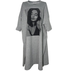 Высококачественное женское платье-футболка оверсайз с индивидуальным логотипом, повседневное, 100% хлопок, длинные футболки для женщин - Product Image 5