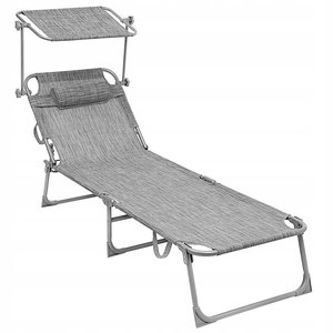 Chaise longue de plage pliable avec parasol intégré, légère, en métal, confortable et écologique - Product Image 4