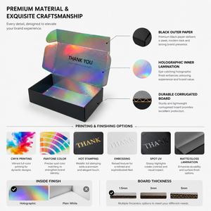 Cajas de Envío con Laminado Mate y Forro Holográfico Negro, Personalizadas con Inserto y Grosor de Cartón Corrugado, Materiales Reciclados, Venta al Por Mayor de Fábrica - Product Image 5