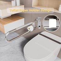 Barre d'appui de sécurité murale pliable antidérapante de 24 pouces en acier inoxydable, barre d'appui de douche pliable en forme de U, barres d'appui moletées pour toilettes