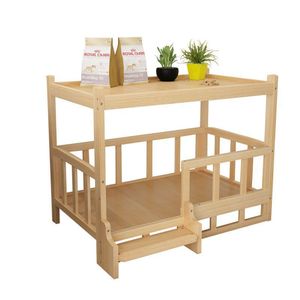 Wooden Dog <b>Bed</b> Bunk Pet <b>Bed</b> Small Dog Teddy Indoor Kennel Rectangle Four Seasons Hand Wash Polyester Fiber Fill - Product Image 5