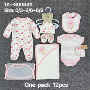 Coffret Cadeau Naissance en Coton pour Bébé, Vente en Gros pour l'Exportation, Ensemble 8 Pièces : Grenouillères, Langes et Couvertures d'Emmaillotage - Product Image 5