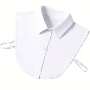 Kemeja Rajut <span class=keywords><strong>Formal</strong></span> Bisnis Pria dan Wanita Kerah Katun Kancing Lipat Warna Hitam Putih Serbaguna Hias Kerah - Product Image 4