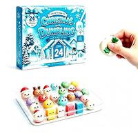 Dumpling Squishies, jouets à presser mignons et doux en forme de petits pains vapeur, Calendrier de l'Avent de Noël, 24 boîtes surprises en caoutchouc thermoplastique