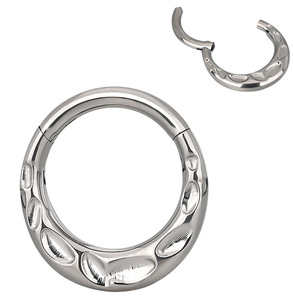 Anillos de Nariz de alto pulido, pendiente de titanio hacia adelante, segmento martillado con bisagras, anillo de aro, Piercing, fábrica de joyería al por mayor - Product Image 2