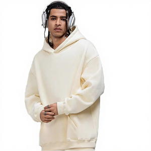 Premium High Quality 100% Cotton Solid Lined Winter Loose Embossed Logo Custom Oversized Puff Printing <b>White</b> Fleece <b>Hoodie</b> for - Product Image 2