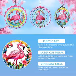 Flamingo Metall Wind Spinner hängen Garten 12 Zoll 3D kinetische Skulptur für Weihnachten <span class=keywords><strong>Outdoor</strong></span>-Dekor <span class=keywords><strong>House</strong></span> Yard Dekorationen - Product Image 4