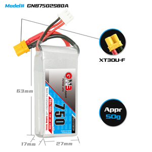 GNB GAONENG 2S 750mah 7.4V 80C XT30 LiPo <b>Battery</b> High Voltage RC Blade Inductrix FPV GNF <b>Drone</b> XT30 Connector - Product Image 3