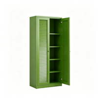 Armoire de classement métallique autoportante haute rouge à portes à persiennes, réglable, pour le rangement et la présentation de documents de bureau