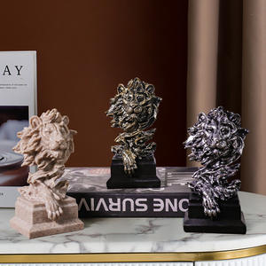 Décoration miniature en résine rétro Witt, tête de lion, décoration créative pour armoire à vin, décoration d'entrée, artisanat, ornements de bureau - Product Image 3