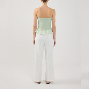 Fábrica de Ropa Personalizada para Mujer, <span class=keywords><strong>Top</strong></span> <span class=keywords><strong>Fruncido</strong></span> sin Tirantes, Color Menta, Camisas, Blusas y Tops al por Mayor - Product Image 5