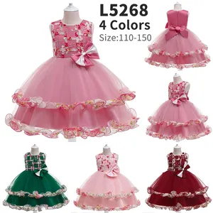 MQATZ 도매 공장 레이스 패브릭 패턴 아기 옷 어린 소녀 드레스 이브닝 파티 생일 웨딩 의류