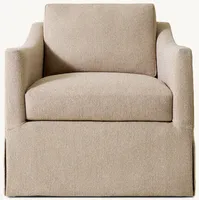Fauteuil pivotant moderne à accoudoirs inclinables, avec revêtement, structure en bois massif, système de fixation par mortaise et tenon, coussin en mousse haute résilience