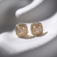 Boucles d'oreilles mini carrées en zircon brillant pour fille, design tendance, élégant, accessoires de bijoux haut de gamme