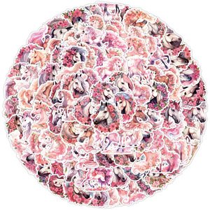 100 pezzo VSCO fiori estetici <span class=keywords><strong>cavalli</strong></span> adesivi Graffiti per frigorifero da parete in vinile rosa arte Pony adesivo - Product Image 2