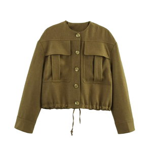 Chaqueta de poliéster tejida con botones y manga larga para mujer, estilo vintage, nueva colección de verano, con cuello y botonadura sencilla. - Product Image 3