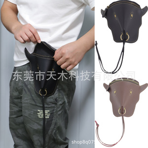 Riñonera Bull Head para Hombre, de PU, Color Marrón y Negro, Monedero Portátil para Uso Diario, Primavera 2025 - Product Image 1