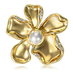 Broches de Regalo para Boda, Compromiso o Fiesta, Diseño Retro 2026, Flor de Camelia con Perlas, Aleación Chapada en Oro - Product Image 1