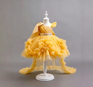 Vestido <span class=keywords><strong>de</strong></span> Primer Cumpleaños para Niñas, Estilo 2026, con Falda <span class=keywords><strong>de</strong></span> Tul con Cola <span class=keywords><strong>de</strong></span> Pastel, Estilo Hombro Descubierto, Vestido para Actuaciones Infantiles - Product Image 4