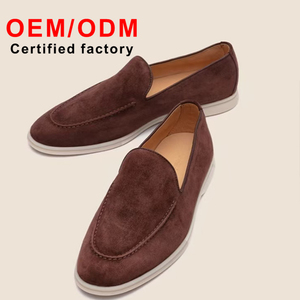 Heren loafers van hoogwaardig echt leer en kasjmier, op maat gemaakt, populair merk, casual platte schoenen, schapenvacht, wandelmodel. - Product Image 1