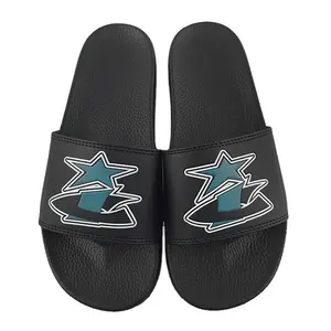 Soreca Personalize PVC Mens Beach Slipper For Men, Leather Gel Open Toe Slide Sandal Slides Custom Logo