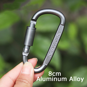 Haute qualité 8 # alliage d'aluminium en forme de D mousqueton ressort mousqueton porte-clés Clip vis verrouillage pour visites en plein air Camping randonnée - Product Image 3