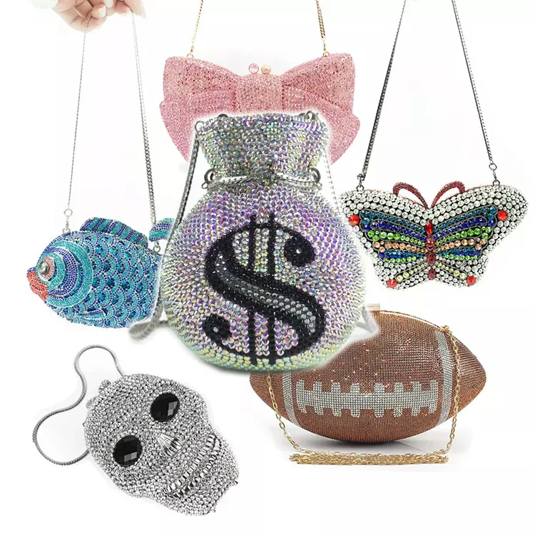 Dollar Sign Pouch Shine Rhinestone Handbags Bling Diamond Chain Bag Party Money Purse High Quality Luxury Clutch Bag