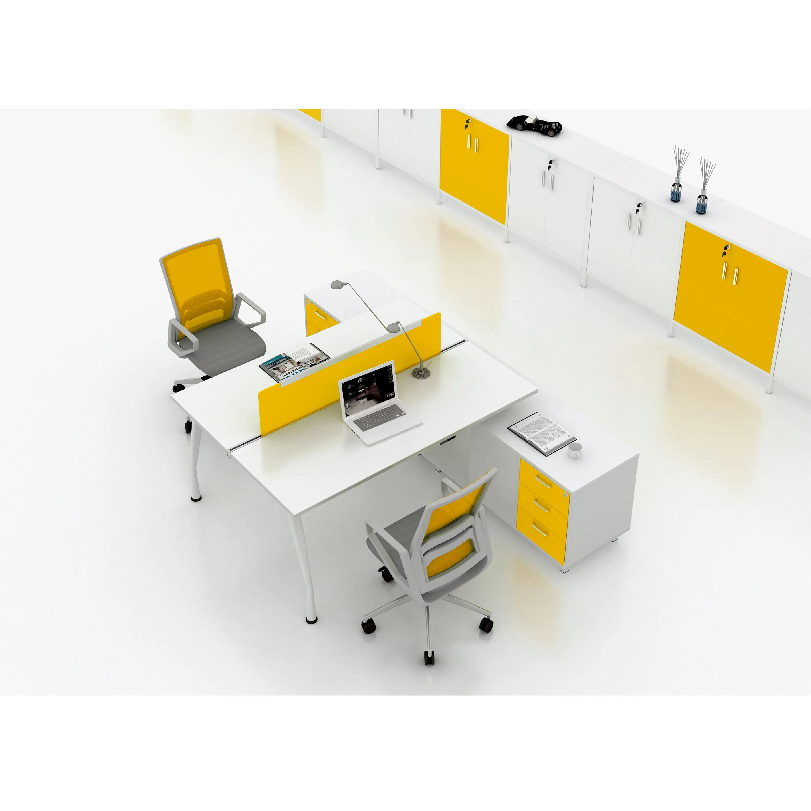 Meja Kerja 2 Orang Modern Yang Dapat Disesuaikan Stasiun Kerja Kantor Terbuka Modular 2 4 6 Tempat Duduk untuk Kantor