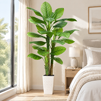 Arbre bananier artificiel de 1,5 m, plante tropicale artificielle avec feuilles réalistes pour la décoration de la maison, du bureau ou du porche.