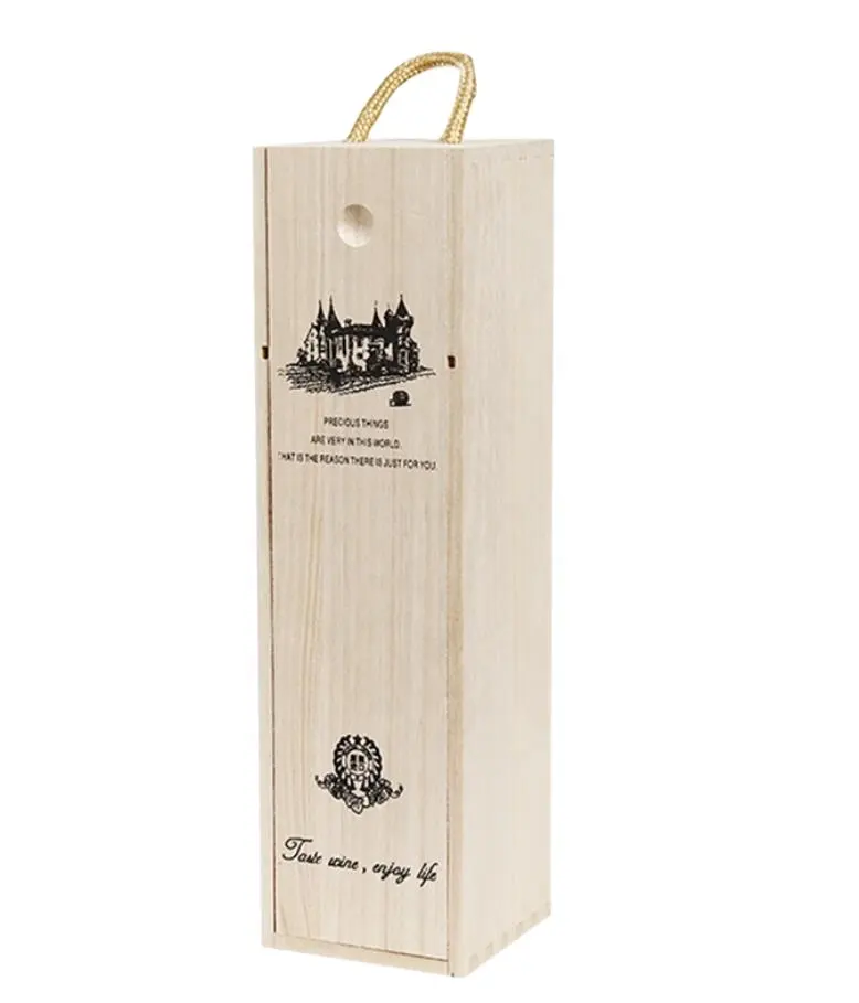 Boîte à vin en bois-lot de 2 bouteilles de vin simples boîte cadeau de rangement en bois avec poignée pour fête d'anniversaire, pendaison de crémaillère, mariage, Anniver