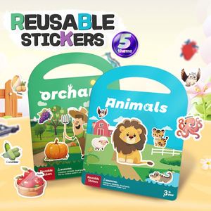 Libros de pegatinas 3D hinchables CPC: Juguetes sensoriales reutilizables con temática del cuerpo humano, vehículos, frutas y animales, con pegatinas de gelatina. - Product Image 1