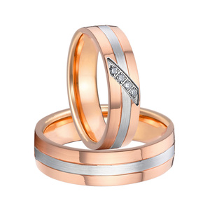 Anillos de Compromiso de Dos Tonos de 6 mm, Anillos de Boda para Parejas, Hombres y Mujeres, Chapados en <span class=keywords><strong>Oro</strong></span> <span class=keywords><strong>Rosa</strong></span> de 24K, Acero Inoxidable 316L, Alianzas de Joyería - Product Image 5