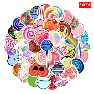 54 pezzi adesivi autoadesivi lecca-lecca decorazione per scatola di tiro, chitarra, bottiglia d'acqua, armadio, valigia, cassa del telefono, libri - Product Image 6
