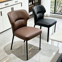 Chaise de salle à manger moderne minimaliste en métal avec revêtement en cuir PU pour la maison, le bureau ou l'hôtel, idéale pour la salle de bain