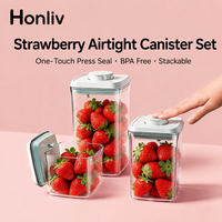 Ensemble de 6 boîtes de conservation alimentaire pour réfrigérateur, hermétiques, avec couvercle à ouverture facile, en plastique sans BPA, empilables, modernes, pour fruits et légumes frais