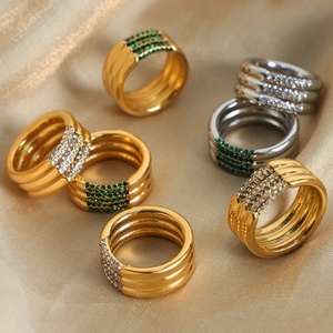 Anillo de Acero Inoxidable con Piedra Preciosa, Circonia Cúbica, Turquesa, Oro de 18K, Joyería de Moda de Lujo con Diamantes para Mujer, Venta al Por Mayor - Product Image 6