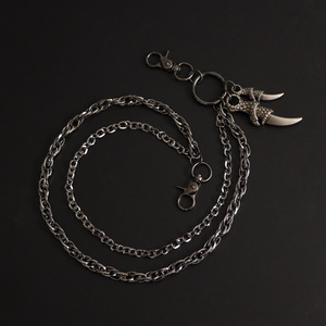 yuelyueli Double Layer Eagle Claw Pants <b>Chain</b> Zinc Alloy Hip Hop Waist <b>Chain</b> Casual Fashion Body <b>Chain</b> Gun Style <b>Black</b> - Product Image 4