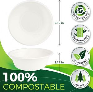 Platos de Papel de Bagazo Biodegradables y Ecológicos de 16 oz, Resistentes, Diseño Minimalista para Sopa Caliente y Bebidas, con Estampado - Product Image 2