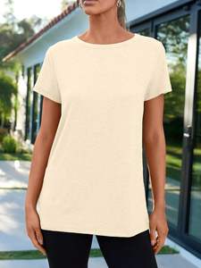 Tops de entrenamiento de punto con patrón sólido de talla grande para mujer, trajes informales ecológicos de manga larga para vacaciones en la playa, verano 2025 - Product Image 2