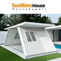 Maison conteneur pliable carrée de 20 pieds, résistante à la rouille, avec panneaux sandwich pour restaurant, garantie 5 ans et plus, marque SUNRISES HOUSE