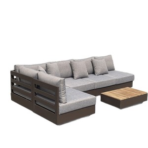 Ensemble de canapés d'extérieur en aluminium, style nordique, détachable, en forme de L, pour hôtels, villas, jardins, balcons, piscines - Product Image 4