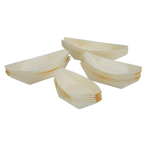 High Quality Factory Customization Eco Friendly <strong>Wooden</strong> Salad <strong>Plate</strong> Cake Fruit Sushi Bread Disposable <strong>Wooden</strong> Boat Tray - Product Image 1