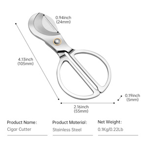 CIGARLOONG Ciseaux à cigares pliables en acier inoxydable à double lame tranchante, style classique, avec poignée portable, logo personnalisable, écologiques - Product Image 6