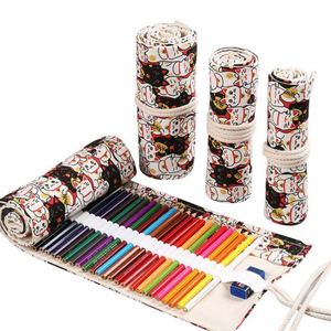 Custom 36-Hole Cute Canvas Colorful Pen <b>Wrap</b> and Makeup Brush Storage Pencil Case for School & Office Supplies - Product Image 2