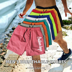 Shorts de jogging décontractés pour hommes, personnalisés, respirants, double couche, en maille, avec poche pour téléphone, taille XS, fabriqués en 100 % nylon - Product Image 2