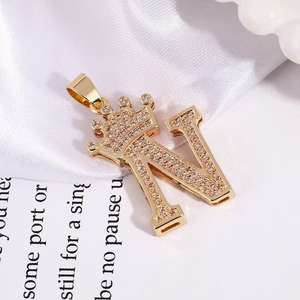 Colgante de collar inicial de moda, circonita cúbica rellena de oro, accesorios para hacer joyas DIY con ajuste de bisel, Material de cobre - Product Image 5