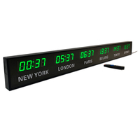 Jam Dinding Digital LED Murah Multi Zona Waktu Dunia, Layar Elektrik Persegi Resin, Nama Kota Tertanam