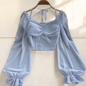 เสื้อผู้หญิงเป็นมิตรกับสิ่งแวดล้อม แขนยาวเปิดไหล่ ทรงปกติ ผ้าฝ้ายผสม ระบายอากาศได้ดี ทออย่างดี ป้องกันการเกิดขุย - Product Image 4