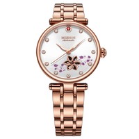 Reloj de Pulsera para Mujer, Diseño de Mariposa, Mecánico, Analógico, Resistente al Agua, con Correa de Acero Inoxidable
